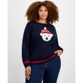 Plus Size Cotton Beanie Bear Sweater