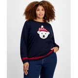 Plus Size Cotton Beanie Bear Sweater