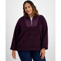 Plus Size Sherpa Quarter Zip Pullover Sweatshirt