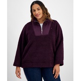 Plus Size Sherpa Quarter Zip Pullover Sweatshirt