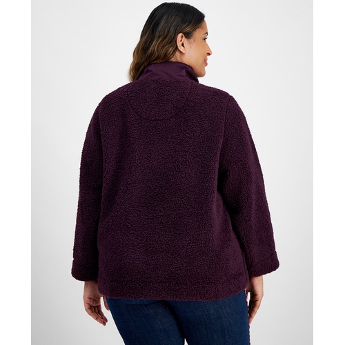 타미힐피거 Plus Size Sherpa Quarter Zip Pullover Sweatshirt