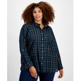 Plus Size Plaid Button Front Shirt