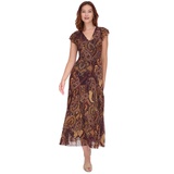 Womens Paisley Flutter-Sleeve Maxi Dress