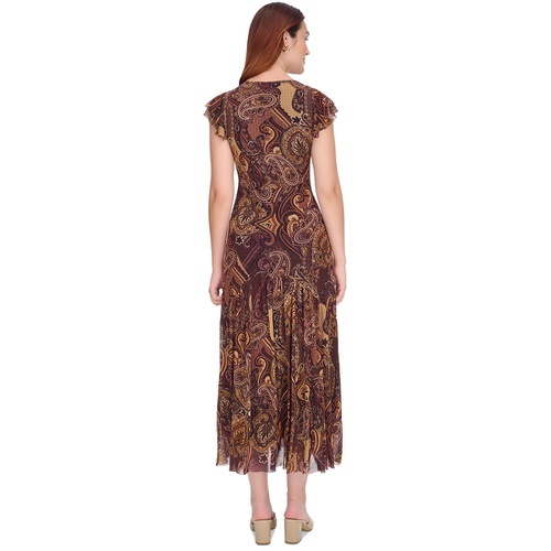 타미힐피거 Womens Paisley Flutter-Sleeve Maxi Dress