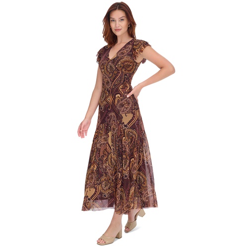 타미힐피거 Womens Paisley Flutter-Sleeve Maxi Dress