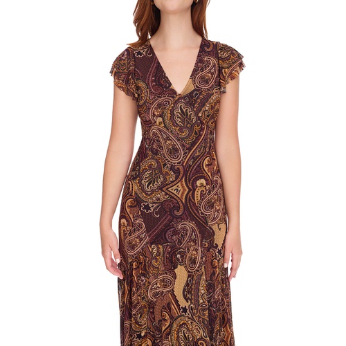 타미힐피거 Womens Paisley Flutter-Sleeve Maxi Dress