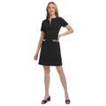 Womens Split-Neck Beaded-Pocket Dress