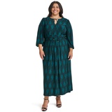 Plus Size Printed Tie-Neck Maxi Dress