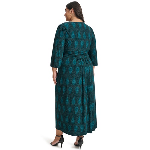 타미힐피거 Plus Size Printed Tie-Neck Maxi Dress