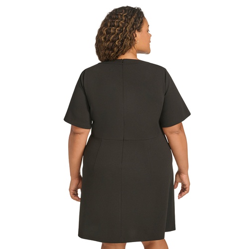 타미힐피거 Plus Size Split-Neck Beaded-Pocket Dress