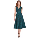 Womens Printed V-Neck Midi Dress