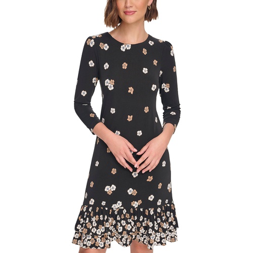 타미힐피거 Womens 3/4-Sleeve Flounce-Hem Dress