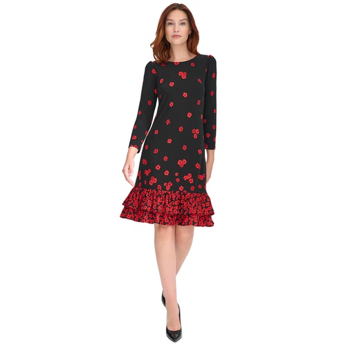 타미힐피거 Womens 3/4-Sleeve Flounce-Hem Dress