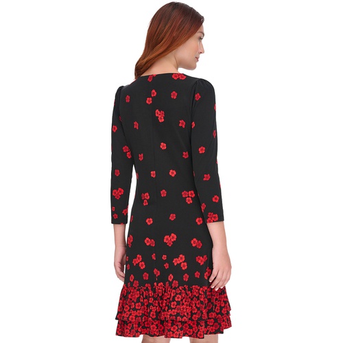 타미힐피거 Womens 3/4-Sleeve Flounce-Hem Dress