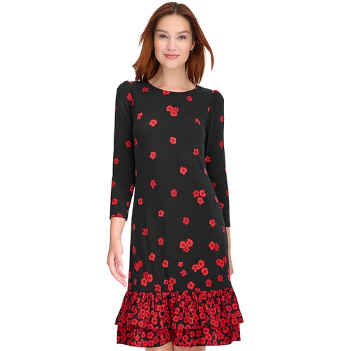 타미힐피거 Womens 3/4-Sleeve Flounce-Hem Dress