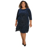 Plus Size Ruffled Velvet Burnout Shift Dress