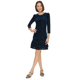 Womens Velvet Burnout Paisley Print Dress