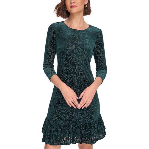 타미힐피거 Womens Velvet Burnout Paisley Print Dress