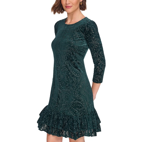 타미힐피거 Womens Velvet Burnout Paisley Print Dress