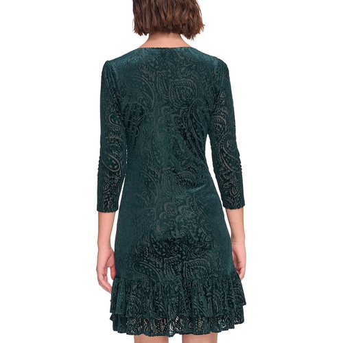 타미힐피거 Womens Velvet Burnout Paisley Print Dress