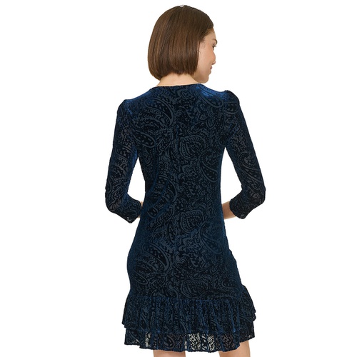 타미힐피거 Womens Velvet Burnout Paisley Print Dress