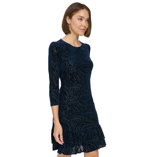 타미힐피거 Womens Velvet Burnout Paisley Print Dress