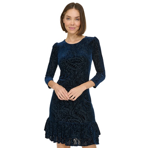 타미힐피거 Womens Velvet Burnout Paisley Print Dress