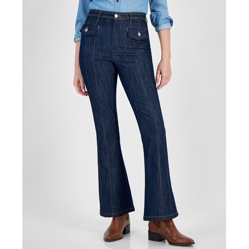 타미힐피거 Womens Seamed Flare Leg Denim Jeans