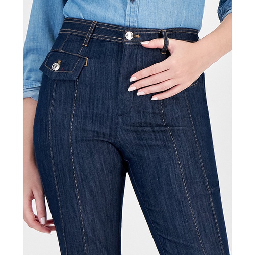 타미힐피거 Womens Seamed Flare Leg Denim Jeans