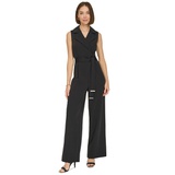 Womens Sleeveless Belted Jumpsuit