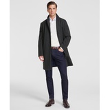 Mens Modern-Fit Plaid Olive Charcoal Overcoat