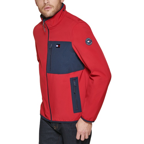 타미힐피거 Mens Regular Fit Colorblocked Soft Shell Jacket