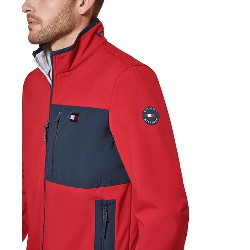 타미힐피거 Mens Regular Fit Colorblocked Soft Shell Jacket