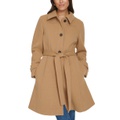 Womens Single-Breasted Belted Coat