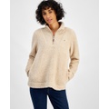 Womens Sherpa Mock Neck Long-Sleeve Sweater