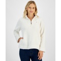 Womens Sherpa Mock Neck Long-Sleeve Sweater