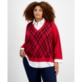 Plus Size Diamond Argyle 2fer Sweater