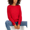 Womens Cable-Knit Pullover Sweater