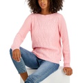 Womens Cable-Knit Pullover Sweater