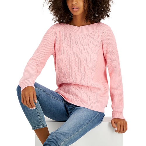 타미힐피거 Womens Cable-Knit Pullover Sweater