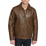 Mens Faux Leather Laydown Collar Jacket