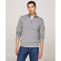 Mens Long Sleeve Cable Knit Quarter Zip Sweater