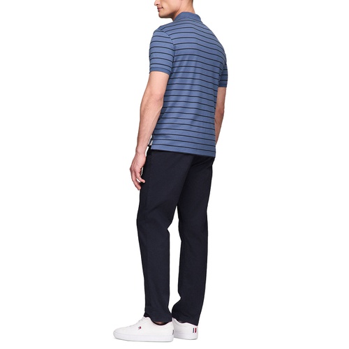 타미힐피거 Mens Regular Fit Striped Liquid Cotton Polo Shirt