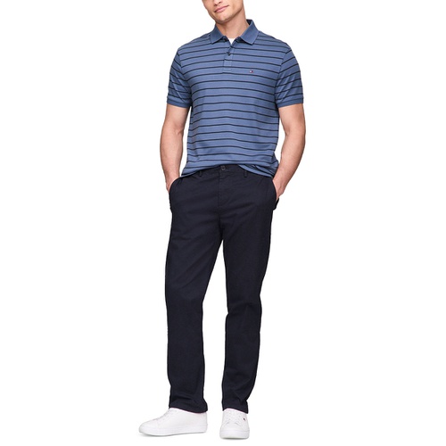 타미힐피거 Mens Regular Fit Striped Liquid Cotton Polo Shirt