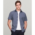 Mens Short Sleeve Button-Front Floral Print Poplin Shirt