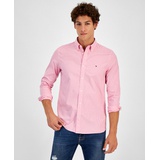 Tommy Hilfilger Mens Long Sleeve Button Front Poplin Micro Gingham Shirt