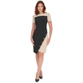 Womens Color-Blocked Asymmetric Dress