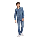 Toddler and Little Boys Button Front Max Denim Shirt