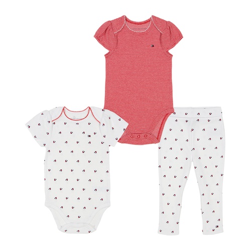 타미힐피거 Baby Girls Pattern Bodysuits and Joggers 3 Piece Set