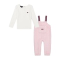 Baby Girl Drop Needle Long Sleeve Tee Sherpa Overalls 2 Piece Set